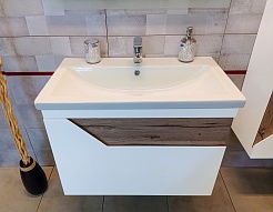 Бриклаер Мебель для ванной Брайтон 80 (Комо) белая матовая/дуб кера – фотография-4